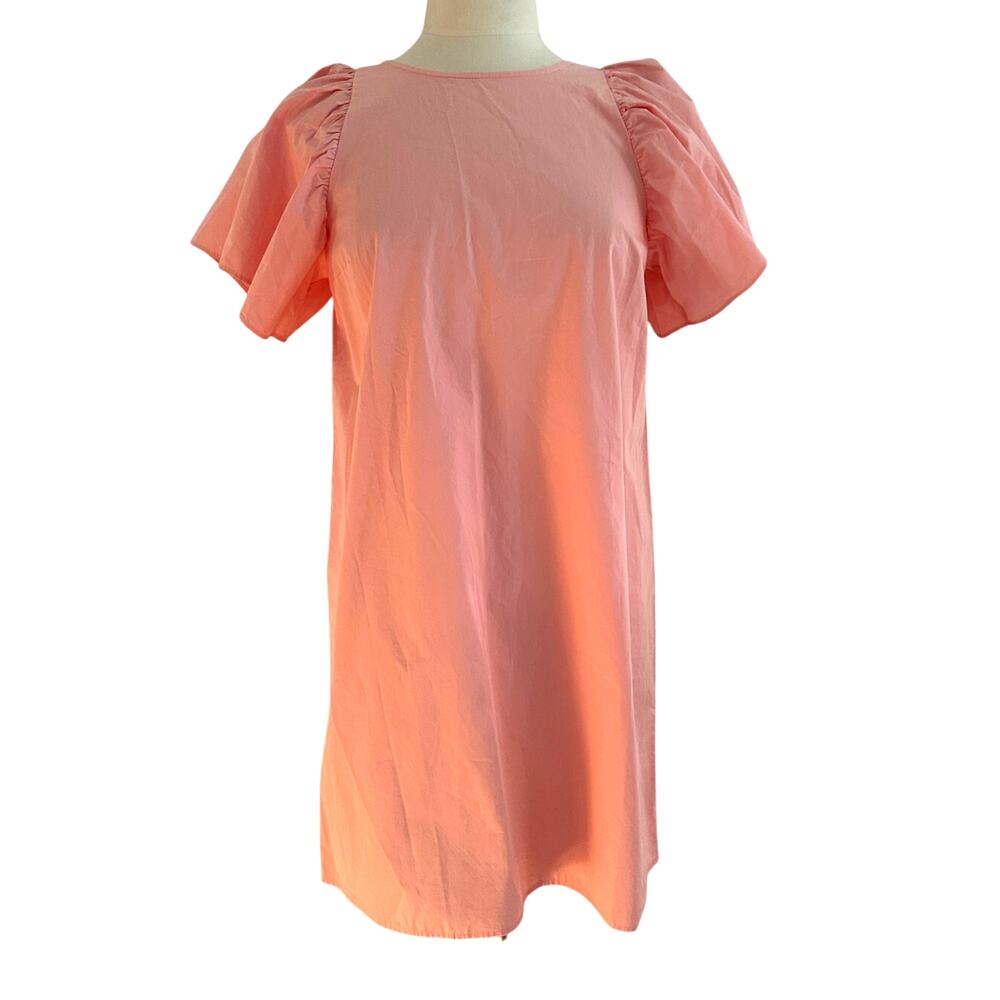 Madewell Poplin Flutter Sleeve Shift Pink Dress Size Small 100% Cotton